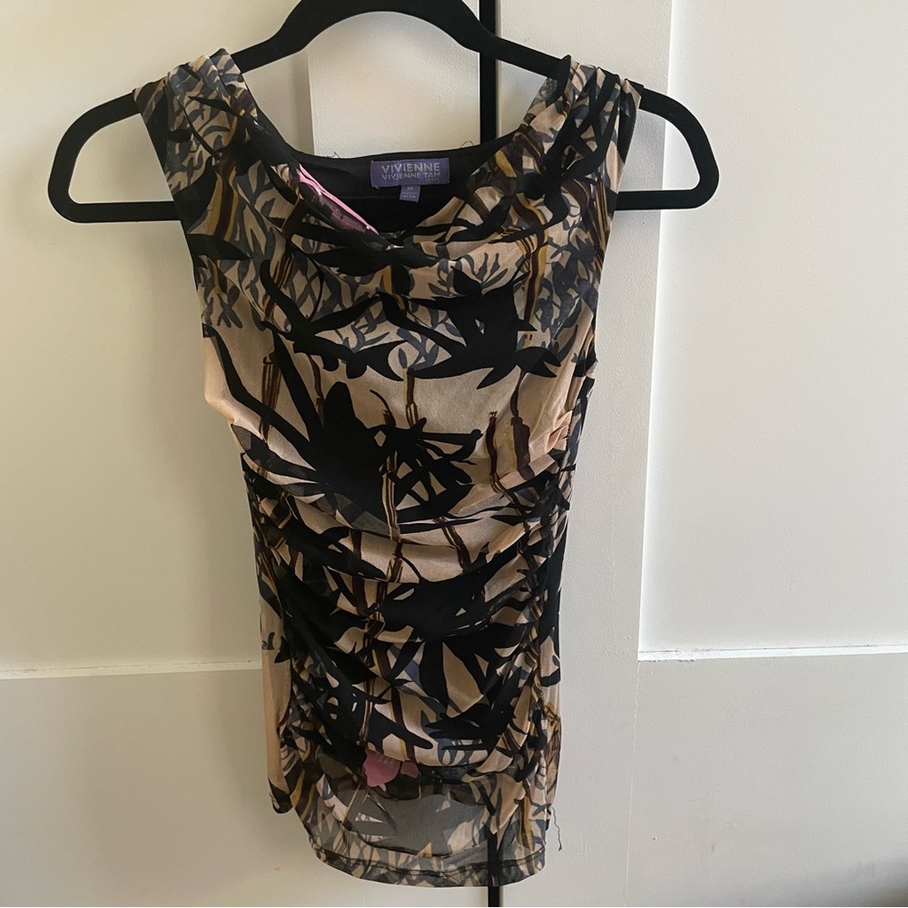 Vivienne tam size P cowl neck tank top